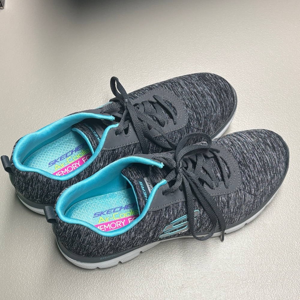 Skechers Charcoal and Teal Athletic Shoes